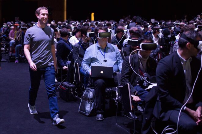 Mark Zuckerberg lors du Mobile World Congress en février 2016 à Barcelone © Facebook