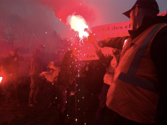 Manifestation des cheminots aux Invalides, le 9 avril 2018. © MG Manifestation des cheminots aux Invalides, le 9 avril 2018. © MG