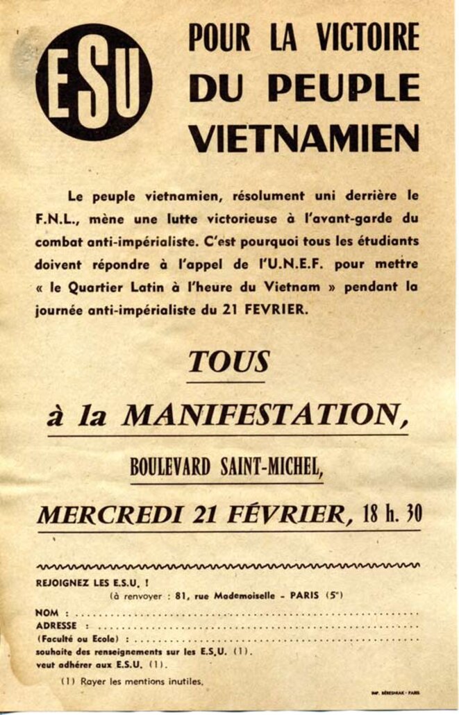 "Le Quartier Latin à l'heure du Vietnam" © ESU-UNEF "Le Quartier Latin à l'heure du Vietnam" © ESU-UNEF