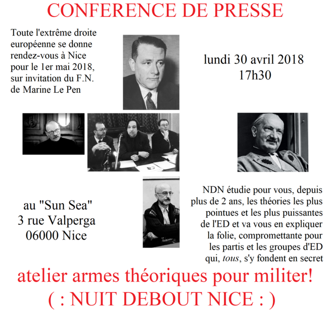 l'affiche de la conférence de presse de Nice (30/04/2018) l'affiche de la conférence de presse de Nice (30/04/2018)