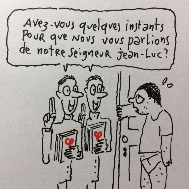 Joan Sfar, dessin paru sur son fil Twitter en avril 2017, largement trollé par la FI Joan Sfar, dessin paru sur son fil Twitter en avril 2017, largement trollé par la FI