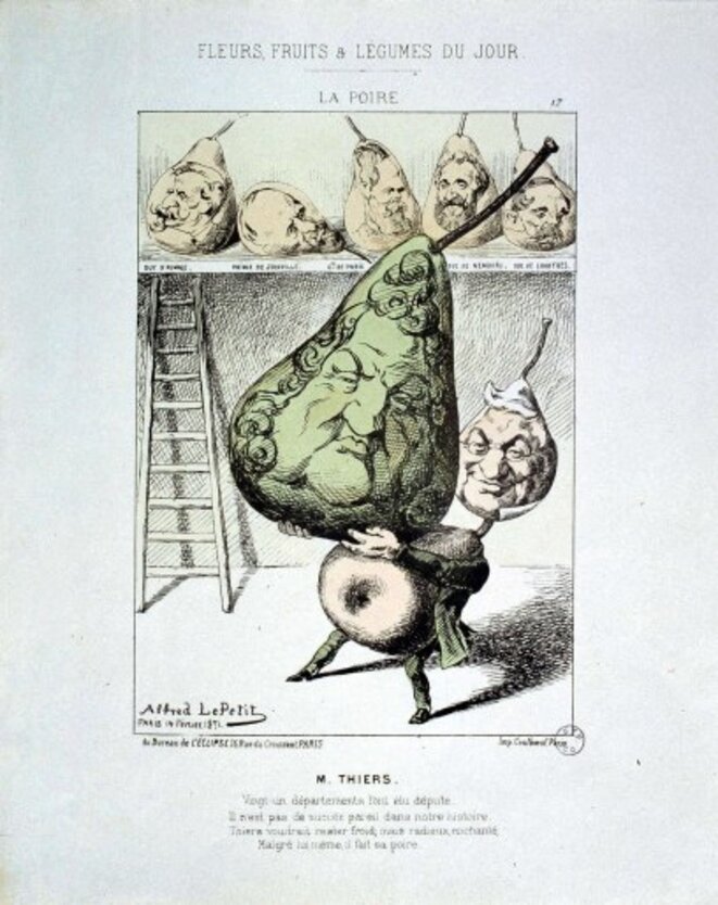 Fleurs, fruits et légumes du jour - La poire - M. Thiers. © Alfred LE PETIT 1871 Fleurs, fruits et légumes du jour - La poire - M. Thiers. © Alfred LE PETIT 1871