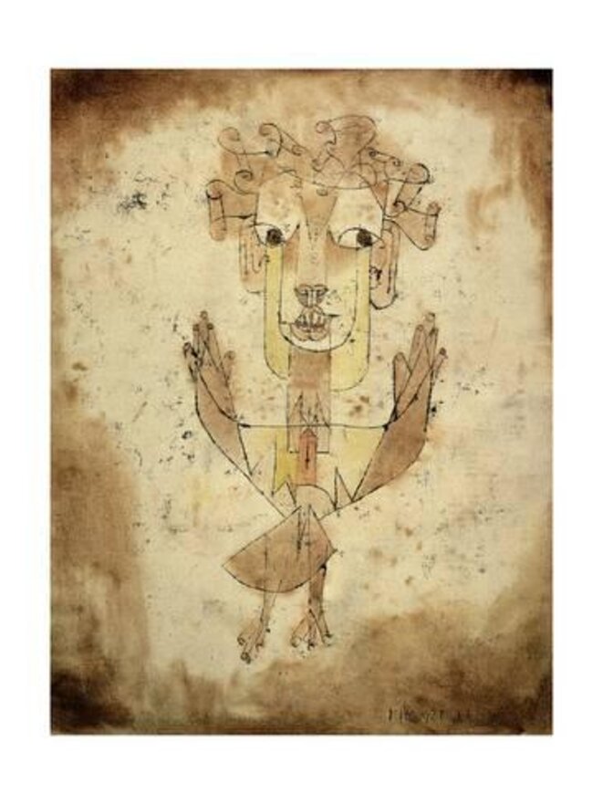 Paul Klee, "Angelus Novus" (1920). Dibujo a tinta china, tiza y acuarela sobre papel. Museo de Israel, Jerusalén. © DR Paul Klee, "Angelus Novus" (1920). Dibujo a tinta china, tiza y acuarela sobre papel. Museo de Israel, Jerusalén. © DR