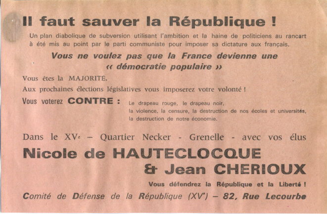 Appel à voter contre le parti communiste © Comité de défense de la République Appel à voter contre le parti communiste © Comité de défense de la République