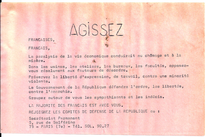 Appel à agir et à rejoindre les comités de défense de la République, CDR. © Comité de défense de la République Appel à agir et à rejoindre les comités de défense de la République, CDR. © Comité de défense de la République