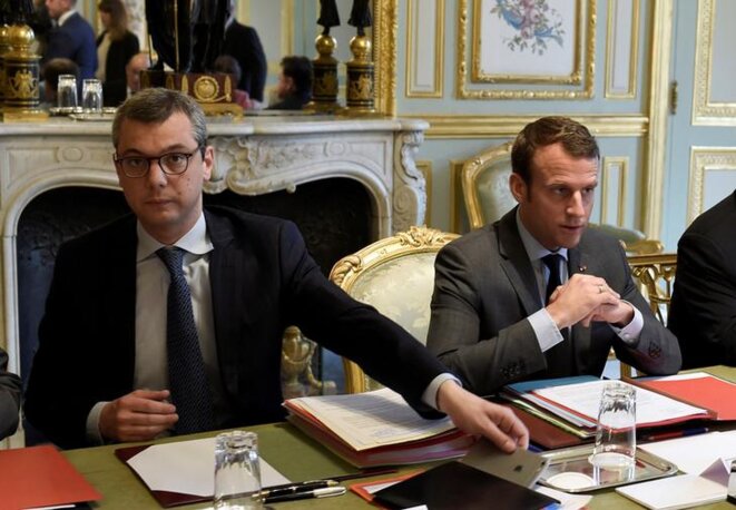 Alexis Kohler et Emmanuel Macron à l'Elysée, en mai 2017. © Reuters