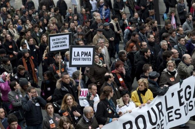 Manifestation parisienne en faveur du mariage pour tous, en décembre 2012. © Julien Muguet/Reuters Manifestation parisienne en faveur du mariage pour tous, en décembre 2012. © Julien Muguet/Reuters