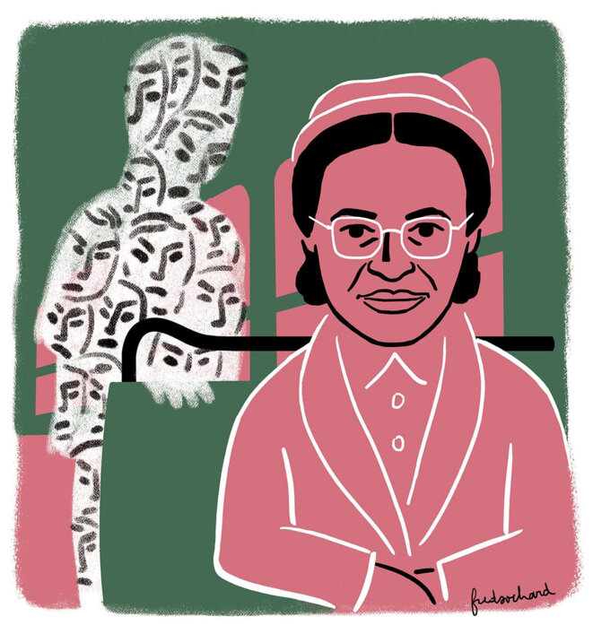 Rosa Parks par Fred Sochard pour « Les Utopiques » n°8 © Fred Sochard Rosa Parks par Fred Sochard pour « Les Utopiques » n°8 © Fred Sochard