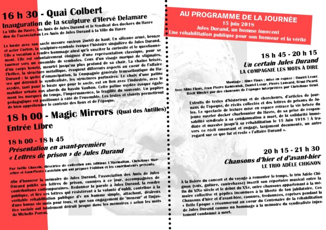 Dépliant pur le 15 juin verso © Les Amis de Jules Durand Dépliant pur le 15 juin verso © Les Amis de Jules Durand