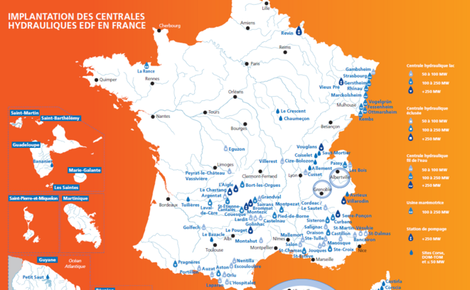 Centrales hydrauliques en France. © EDF