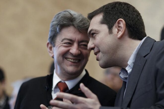 Jean-Luc Mélenchon et Alexis Tsipras, quand ils étaient encore sur la même longueur d'onde, le 21 mai 2012, à Paris. © REUTERS/Gonzalo Fuentes Jean-Luc Mélenchon et Alexis Tsipras, quand ils étaient encore sur la même longueur d'onde, le 21 mai 2012, à Paris. © REUTERS/Gonzalo Fuentes