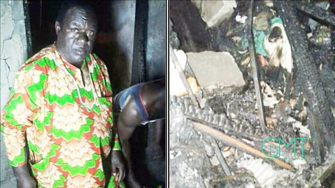 Féfé Onanga : un Résistant debout devant les décombres de ce qui était sa maison Féfé Onanga : un Résistant debout devant les décombres de ce qui était sa maison