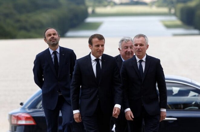 Édouard Philippe, Emmanuel Macron, Gérard Larcher et François de Rugy à Versailles. © Reuters Édouard Philippe, Emmanuel Macron, Gérard Larcher et François de Rugy à Versailles. © Reuters