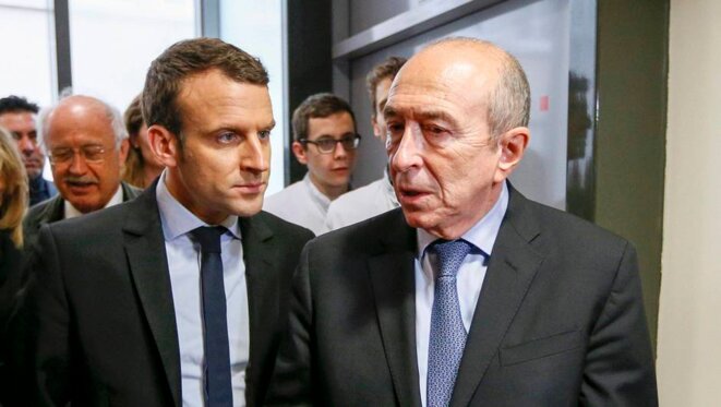 Emmanuel Macron et Gérard Collomb lors d'une visite à Lyon du candidat pendant la présidentielle en février 2017 © ROBERT PRATTA / REUTERS