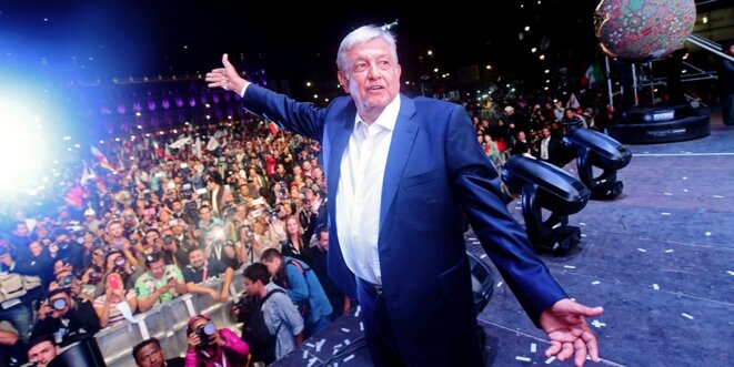 Le candidat de gauche Andrés Manuel Lopez Obrador, après l'annonce de sa victoire à l'élection présidentielle mexicaine © AFP Le candidat de gauche Andrés Manuel Lopez Obrador, après l'annonce de sa victoire à l'élection présidentielle mexicaine © AFP