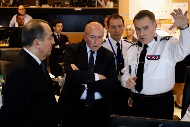 Gérard Collomb, le soir du 1er mai, avec le préfet de police Michel Delpuech. © @GerardCollomb