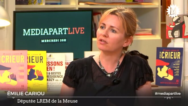 La députée LREM Émilie Cariou sur le plateau de Mediapart Live en juin 2017. © Mediapart La députée LREM Émilie Cariou sur le plateau de Mediapart Live en juin 2017. © Mediapart