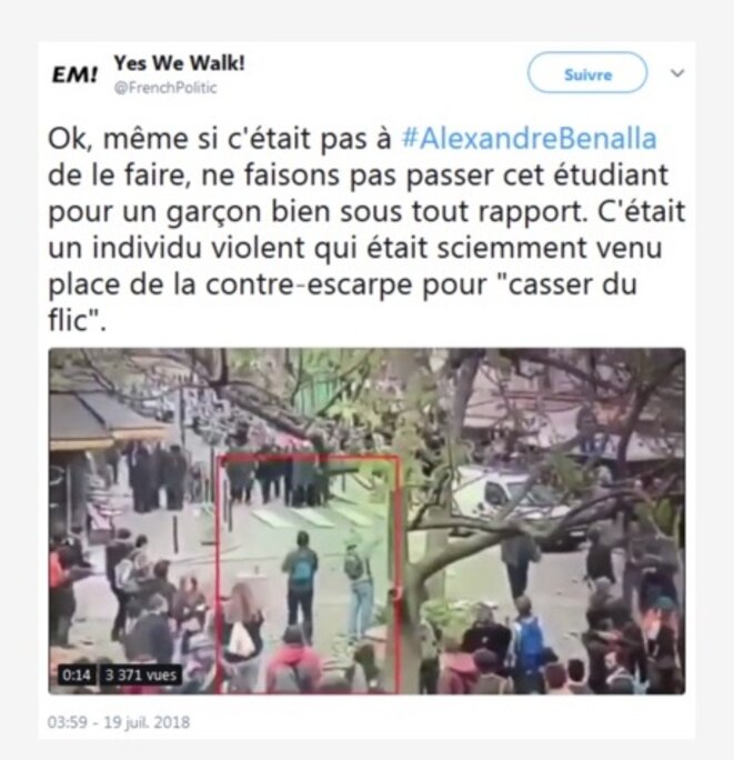Capture de l'un des tweets relayant la vidéosurveillance. © DR Capture de l'un des tweets relayant la vidéosurveillance. © DR