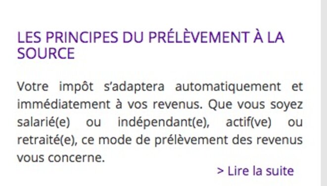 Les principes du prélèvement à la source, selon le site internet de Bercy. © DR Les principes du prélèvement à la source, selon le site internet de Bercy. © DR