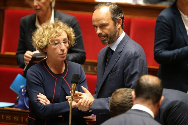 Muriel Pénicaud et Édouard Philippe à l'Assemblée nationale en septembre 2017. © Reuters