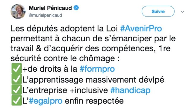 © Compte Twitter de Muriel Pénicaud © Compte Twitter de Muriel Pénicaud