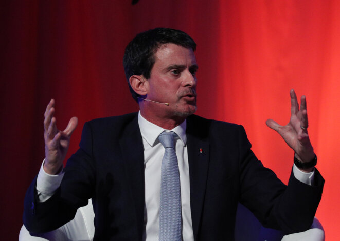 Manuel Valls lors d'un meeting à Barcelone, le 16 décembre 2017. © Reuters/Albert Gea