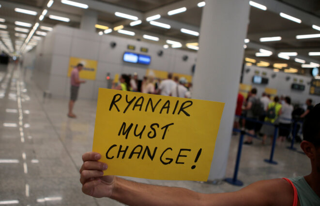 Message d'un salarié de Ryanair, le 25 juillet 2018, en Espagne. © Reuters