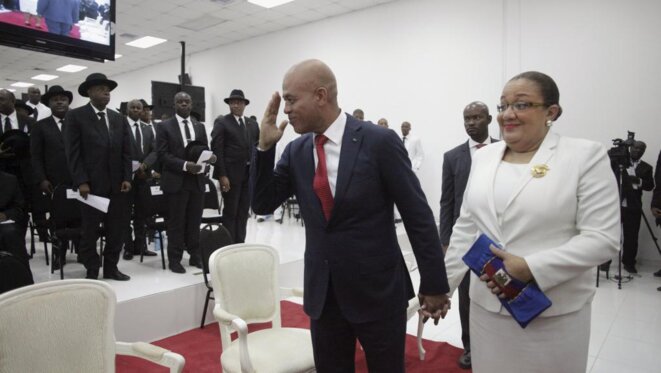 Michel Martelly au moment de quitter le pouvoir, au Parlement, à Port-au-Prince, le 7 février 2016. © Reuters Michel Martelly au moment de quitter le pouvoir, au Parlement, à Port-au-Prince, le 7 février 2016. © Reuters