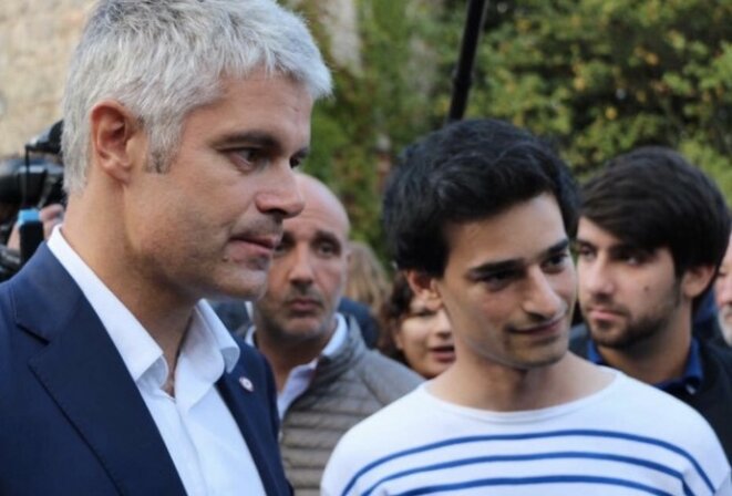 Aurane Reihanian et Laurent Wauquiez. © Compte Twitter d'Aurane Reihanain Aurane Reihanian et Laurent Wauquiez. © Compte Twitter d'Aurane Reihanain