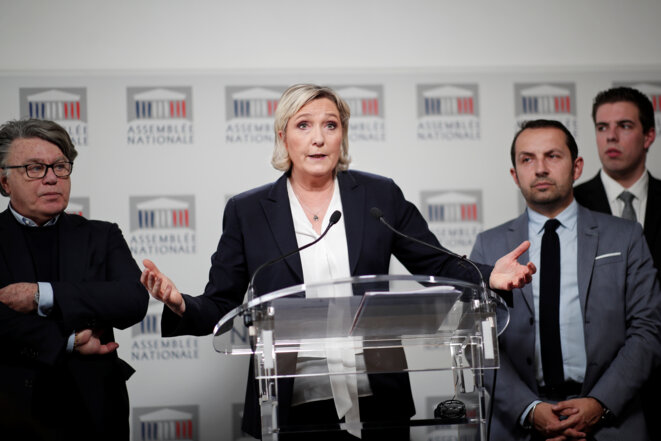 Marine Le Pen à l'Assemblée nationale, le 16 avril 2018. © Reuters Marine Le Pen à l'Assemblée nationale, le 16 avril 2018. © Reuters