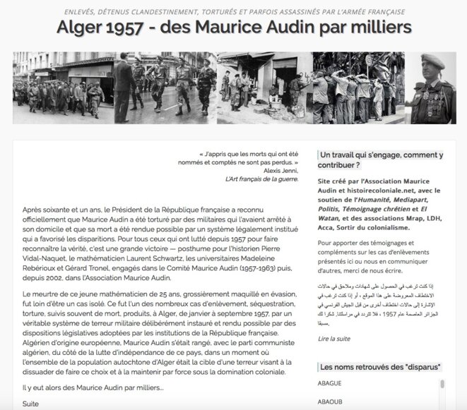 Capture d'écran de la page d'accueil du site 1000autres.org Capture d'écran de la page d'accueil du site 1000autres.org