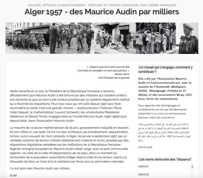 Capture d'écran de la page d'accueil du site 1000autres.org