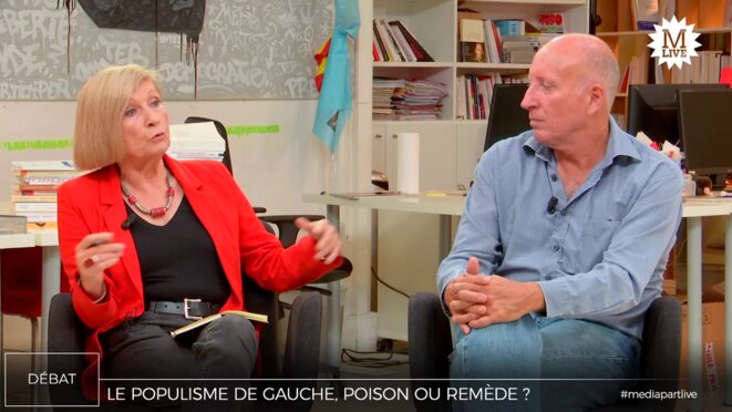 Chantal Mouffe et Christophe Aguiton. © Mediapart Chantal Mouffe et Christophe Aguiton. © Mediapart