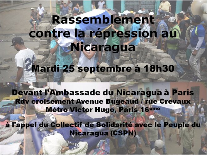 RASSEMBLEMENT CONTRE LA RÉPRESSION AU NICARAGUA