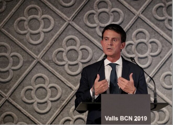 Manuel Valls lors de l'annonce de sa candidature à la mairie de Barcelone, le 25 septembre 2018. © REUTERS/Albert Gea