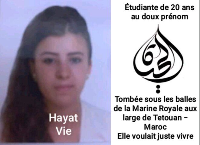 Hayat BELKACEM morte sous les balles de la Marine Royale © MB Hayat BELKACEM morte sous les balles de la Marine Royale © MB