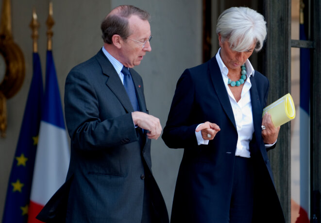 Michel Pébereau et Christine Lagarde, alors ministre des finances en octobre 2009 © Reuters