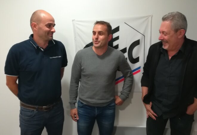 Pascal Raffanel, Aurélien Bertrand et Dominique Vérol, l'équipe CFE-CGC de l'usine. © D.I. Pascal Raffanel, Aurélien Bertrand et Dominique Vérol, l'équipe CFE-CGC de l'usine. © D.I.