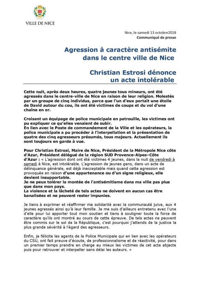 Estrosi invente une agression antisémite.