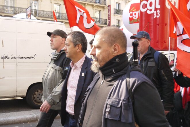 Pascal Pavageau arrivant à la manifestation parisienne du 9 octobre 2018. © D.I.