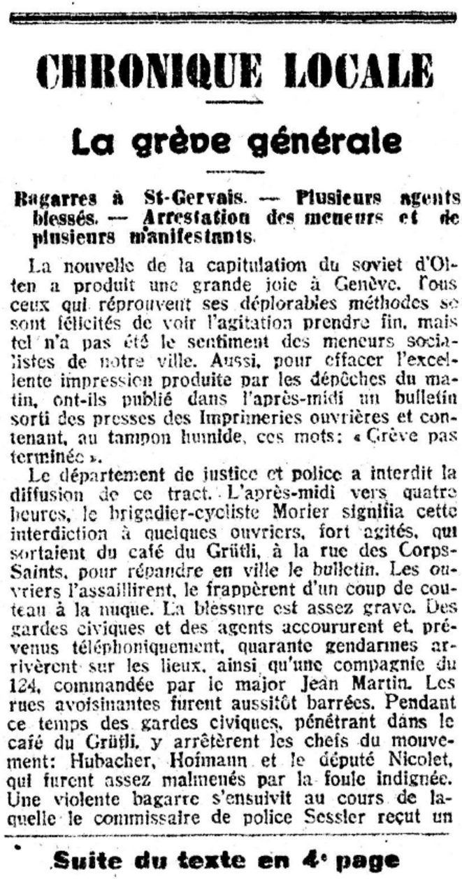 "Journal de Genève", 15 novembre 1918 "Journal de Genève", 15 novembre 1918