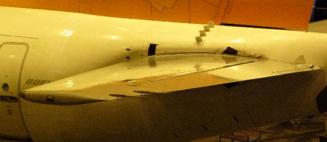 Notice how the camber of the stabiliser is like an inverted aerofoil, demonstrating that the tailplane produces a downforce. Notice how the camber of the stabiliser is like an inverted aerofoil, demonstrating that the tailplane produces a downforce.