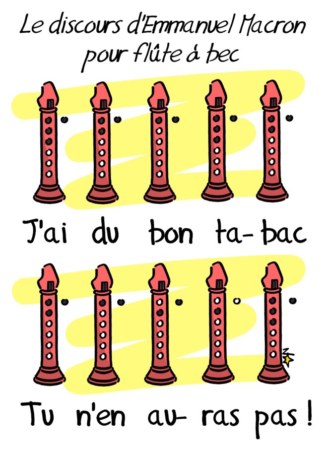 Le disours d'Emmanuel Macron : partition pour flûte © Norb Le disours d'Emmanuel Macron : partition pour flûte © Norb