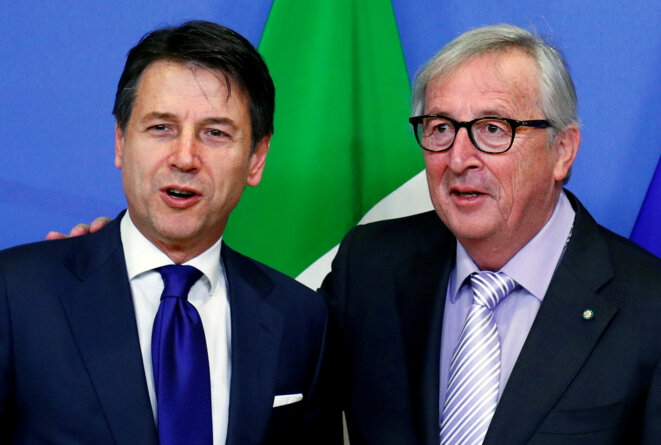 Le premier ministre italien Giuseppe Conte et Jean-Claude Juncker le 12 décembre © Reuters Le premier ministre italien Giuseppe Conte et Jean-Claude Juncker le 12 décembre © Reuters