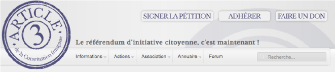 La pétition pour l'instauration du RIC en France © http://www.article3.fr/actions/petition-pour-l-instauration-du-referendum-d-initiative-citoyenne-en-france La pétition pour l'instauration du RIC en France © http://www.article3.fr/actions/petition-pour-l-instauration-du-referendum-d-initiative-citoyenne-en-france