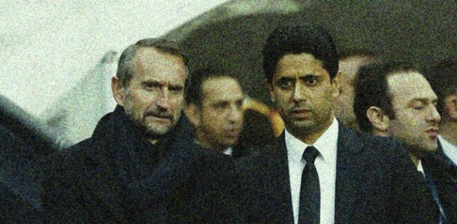 Le président du PSG Nasser Al Khelaifi (à droite) et son directeur général délégué Jean-Claude Blanc. © Reuters