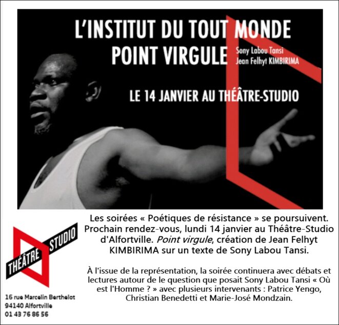 « Point virgule », Théâtre Studio d'Alfortville, lundi 14 janvier 2019