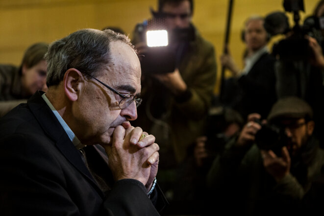 Le cardinal Barbarin au tribunal correctionnel de Lyon, le 7 janvier. © Alberto Campi / We Report Le cardinal Barbarin au tribunal correctionnel de Lyon, le 7 janvier. © Alberto Campi / We Report