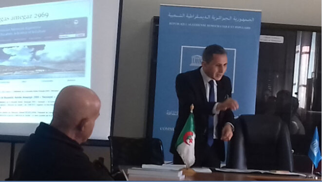 Ahmed Benzelikha, président du président du Comité national de la Mémoire du monde lors de sa conférence © Salim KOUDIL Ahmed Benzelikha, président du président du Comité national de la Mémoire du monde lors de sa conférence © Salim KOUDIL