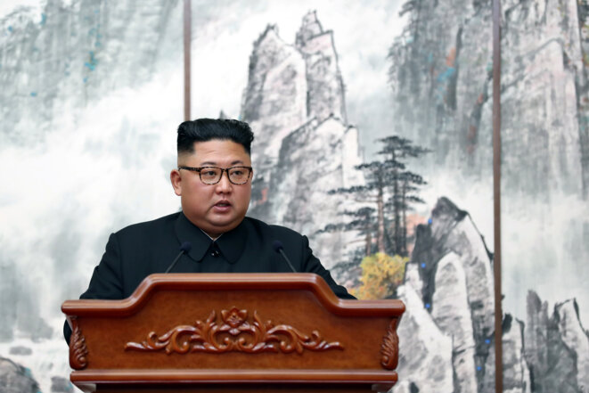 Kim Jong-un lors d'une conférence à Pyongyang, le 19 septembre 2018. © Pyeongyang Press Corps/Pool via REUTERS Kim Jong-un lors d'une conférence à Pyongyang, le 19 septembre 2018. © Pyeongyang Press Corps/Pool via REUTERS